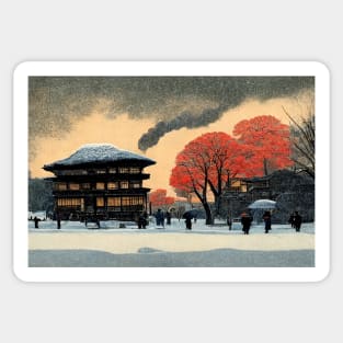 Winter Evening in Hiroshima Sticker